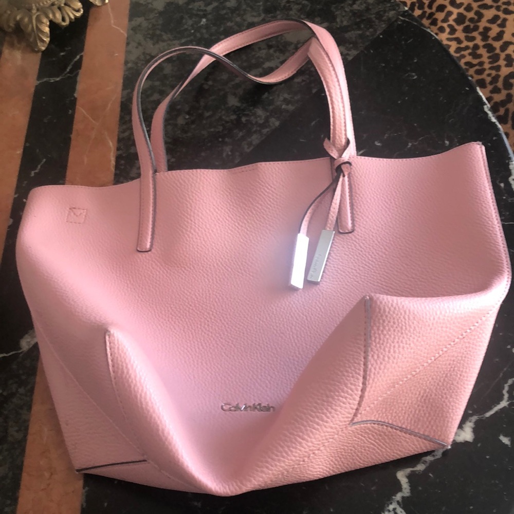 CALVIN KLEIN Pink silver shopping purse bag